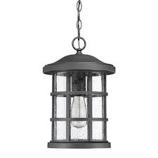 Exposed bulbs illuminate from in the center of a open box. Quoizel Crusade 10 In Earth Black Transitional Lantern Pendant Lighting Cse1910ek Rona