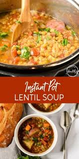 Instant Pot Lentil Soup Vegan A Pinch Of Healthy Recipe Vegan Lentil Soup Lentil Soup Delicious Soup Recipes