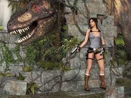 Photo Tomb Raider Underworld Dinosaurs Lara Croft Girls 3D 2500x1875