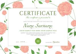 Certificate Of Completion Template With Flowers Roses And Green ...