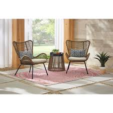 7 Outdoor Furniture Sets That Are Perfect For Small Patios And Balconies Outdoor Wicker Chairs Beige Cushions Outdoor Furniture Sets