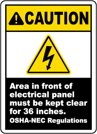 Note how the phases are marked in this example. Area In Front Of Panel Must Be Clear Label E3394l