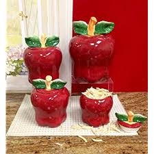 This indoor or outdoor aluminum artwork print will add a special touch to your kitchen, bath, child's room, front door, outdoor patio or any special place. Buy Set Of 4 Apple Shaped Red Ceramic Canisters Country Kitchen Home Decor New Online In Indonesia B000p5zm5s