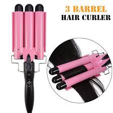 Triple Curling Iron 3 Barrel Hair Curler Crimp Big Wave Hair Waver Styling Tools Curling Wand Curl Mach In 2021 Hair Curlers Curling Iron Hairstyles Triple Barrel Hair