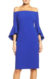 Free Shipping And Returns On Chelsea28 Off The Shoulder Stretch Sheath Dress At Nordstrom Com Off Shoulder Cocktail Dress Casual Cocktail Dress Womens Dresses