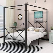 Free sample provided for review. Canopy Bed Frame Full Size Metal Bed Four Post Cozy Bedroom With Reinforced Lron Frame Bed With Headboard And Footboard Easy Assembly Twin Beds Frames Bases Home Urbytus Com