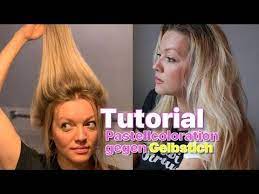gelbstich im haar entfernen pastellcoloration mattieren ansatz aufhellen blond auffrischen youtube haare selber farben ansatz farben gelbstich haare