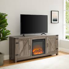 Cupboard/open cabinets storage tv stand. Woven Paths Modern Farmhouse Fireplace Tv Stand For Tvs Up To 65 Grey Wash Walmart Com Walmart Com