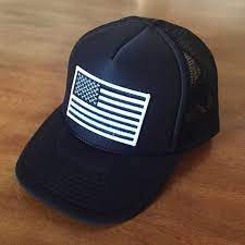 Black White American Flag Black Foam Front Trucker Hat Snapback Flat Bill Trucker Hat Patriotic Hat Patriotic Hats American Flag Black And White