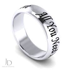 A Couple Wanted There Favorite Music Lyrics On Their Wedding Ring Do You Have A Design Or Saying You Want Fine Jewels Jewelry Repair Wedding Rings For Women