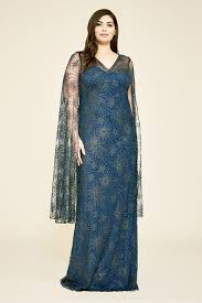 Voyager Embroidered Cape Gown Plus Size Tadashi Shoji