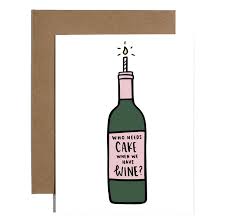 Happy senior people celebrating birthday with wine and cake in a garden. Brittany Paige Cake Wine Birthday Card Best Day Ever