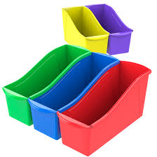 Storex Large Interlocking Book Bin 14 1 4 X 5 1 4 X 7 Inches Assorted Colors Set Of 5