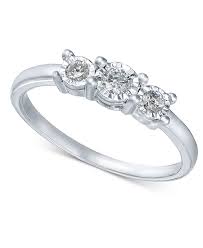 Engagement solitaire round white gold fine diamond rings. Promised Love Diamond 3 Stone Promise Ring In 10k White Gold 1 4 Ct T W Reviews Rings Jewelry Watches Macy S