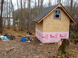 Decided On Fanfold Cheaper Than Tyvek And Adds A Little Insulation I Will Spray The Inside Next Summer House In The Woods Foam Insulation Concrete Blocks