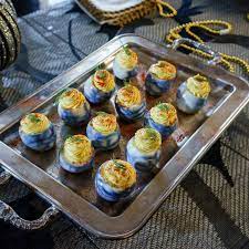 Trisha's chocolate chip cookie dough balls get trisha's chocolate chip cookie dough balls recipe, and check out 12 days of · trisha yearwood's. Spider Web Deviled Eggs Recipe Food Network Recipes Food Deviled Eggs