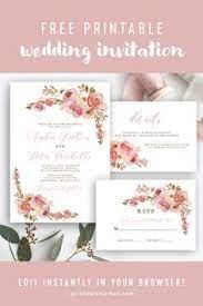 Free Editable Wedding Invitation Suite Invite Rsvp And Details Card Vintage Pink Delicate Watercolor Flowers Floral Instant Download Printable Diy Temp Free Wedding Invitations Diy Free Wedding