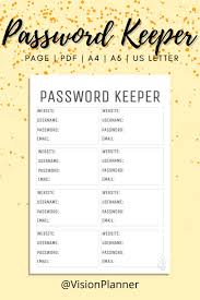 Password Keeper Printable Unlimited Pdf Download Password Etsy In 2020 Blog Planner Printable Printable Planner Planner Printables Free