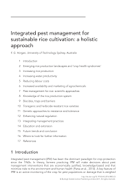 The process contributes to effective, economical and environmentally sound suppression of pests for crop and livestock plant protection. Pdf Integrated Pest Management For Sustainable Rice Cultivation A Holistic Approach