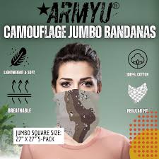 Amazon.com: Army Universe Camouflage Jumbo Bandanas Cotton Military  Headwraps 27" x 27", 5-Pack: Novelty Bandanas: Clothing, Shoes & Jewelry