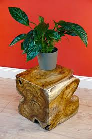Teak Burlwood Side Table Square Solid Wood Cubes From A Piece Of Tree Trunk 30 X 30 Cm Wood Logs Teak Flower Stand In 2020 Side Table Wood Flower Stands Side Table