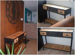 Console scandinave fait main bois dark vador cactus. Industrial Console From Pallets Metal Console Industrielle En Bois Et Metal 1001 Pallets