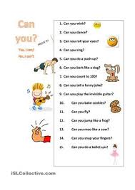 It Is An Easy Worksheet For Children To Practice Speaking About Abilities Can Can T In A Funny Way Teach English To Kids English Classroom English Lessons