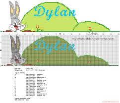 Easy beginner level diy cross stitch for kids. Dylan Cross Stitch Pattern Baby Name With Cartoons Characters Bugs Bunny Free Cross Stitch Patterns Simple Unique Alphabets Baby