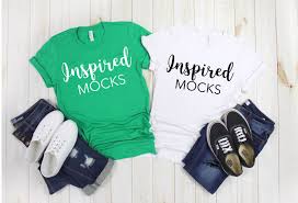 Bella Canvas 3001 White And Green Tshirt Mockup Shirt Mockup Green T Shirt Mock Up Flat Lay M Shirt Mockup Mockup Free Psd Free Psd Mockups Templates