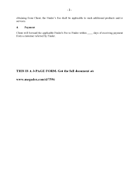 Sample finder's fee agreement letter source. Finder S Fee Agreement For Sales Leads Legal Forms And Business Templates Megadox Com