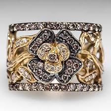 Tiara rings followed the latest royal wedding. Levian Chocolate Diamond Wide Band Ring Floral Motif In 14k Gold Levian Chocolate Diamonds Wide Band Rings Antique Cocktail Ring