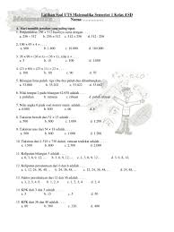 Soal matematika kelas 4 sd bab 7 bilangan bulat dan kunci jawaban. Latihan Soal Uts Matematika Semester 1 Kelas 4 Sd Afnajib Co Cc