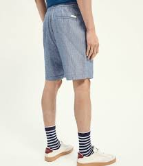 Scotch And Soda Trousers Fave Linen Organic Cotton Blend Beach Short Seaside Blue Melange 4206 The Little Green Bag