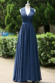 Navy Lace And Chiffon Bridesmaid Dress Features Scalloped V Neck For The S Bridesmaid Dresses Long Chiffon Navy Blue Bridesmaid Dresses Lace Bridesmaid Dresses