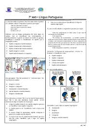 Exercicios 7ºANO18 - COM GABARITO - pág. 1 de 2 7º ANO • Língua Portuguesa  1. Leia um trecho do - Studocu