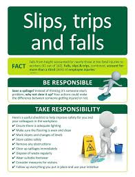 Provide working conditions that are free of known dangers. Tips To Prevent Slips Trips And Falls Safety Topics Occupational Health And Safety Safety Training