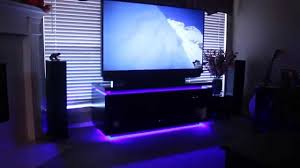 Home Theater System And Custom Entertainment Cabinet With Led Lighting Youtube