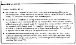 O Level Chemistry Qualitative Analysis O Level Chemistry