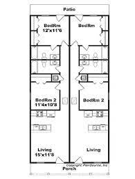 Narrow Duplex J1690 15d Plansourceinc Com Duplex House Plans Duplex Plans Duplex Floor Plans