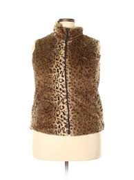 Details About Anthony Richards Women Brown Faux Fur Vest L