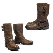 Vintage Harley Davidson Motorcycle Boots Brown Leather Engineer Boots Double Buckle Men Sz 8 1 2 Motorcycle Boots Harley Davidson Motorcycle Boots Boots