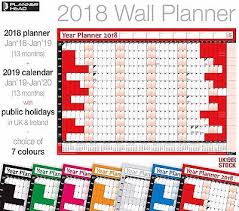 2018 Yearly Planner Annual Wall Chart Year Planner With2019