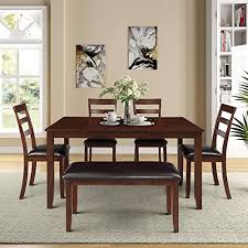 Enjoy Exclusive For Glchq 6pc Dining Room Table Set 4 Ladder Chairs Bench Online Wouldtopshopping In 2020 Dining Room Table Set Dining Room Table Dinning Room Tables
