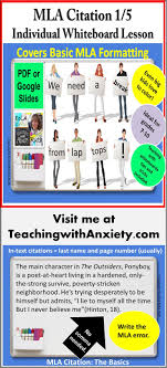 Mla Citation 1 5 Individual Whiteboard Lesson Middle School Mla Citation Teaching