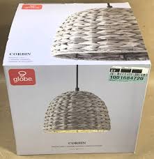 GLOBE ELECTRIC CORBIN LIGHT BLACK PENDANT LIGHTING WITH WOVEN TWINE BASKET  SHADE