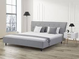 Polsterbett Leinenoptik Hellgrau Lattenrost 180 X 200 Cm Saverne Weisses Lederbett Bett Ideen Lederbett