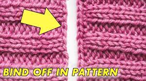 Binding off is a way to take the live stitches off your needle, create a nice finished edge and stops the stitches from unraveling. How To Bind Off In Pattern For Knitting Youtube