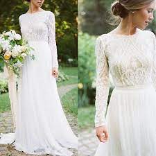 Discount Ersa Atelier 2018 A Line Wedding Dresses Long Sleeve Deep V Neck Lace Applique Beaded Bo Country Bridal Gown Boho Bridal Gowns Debenhams Wedding Dress