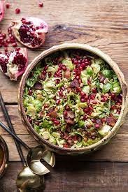 Shredded Brussels Sprout Bacon Salad With Warm Cider Vinaigrette Half Baked Harvest Rezept Specksalat Vinaigrette Rosenkohl