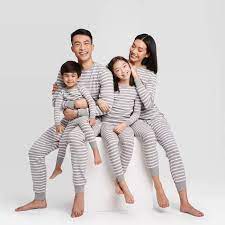 Toddler Striped 100 Cotton Tight Fit Matching Pajama Set Gray In 2021 Family Pajama Sets Matching Family Pajamas Mens Pajamas Set